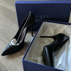 New! Stuart Weitzman Black Leather Nouveau Pump
